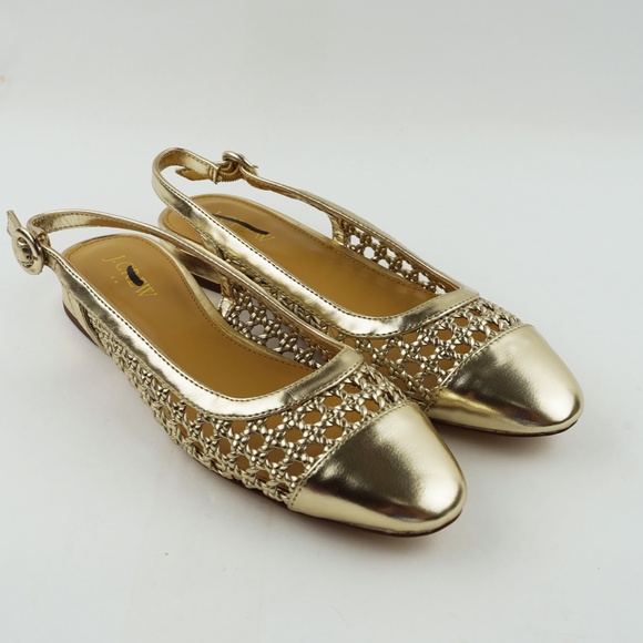 New JCREW Woven Slingback Flats in Light Gold Metallic $128 BZ218 - Picture 2 of 6